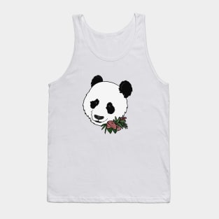 Cute Panda Bear Face Floral Tank Top